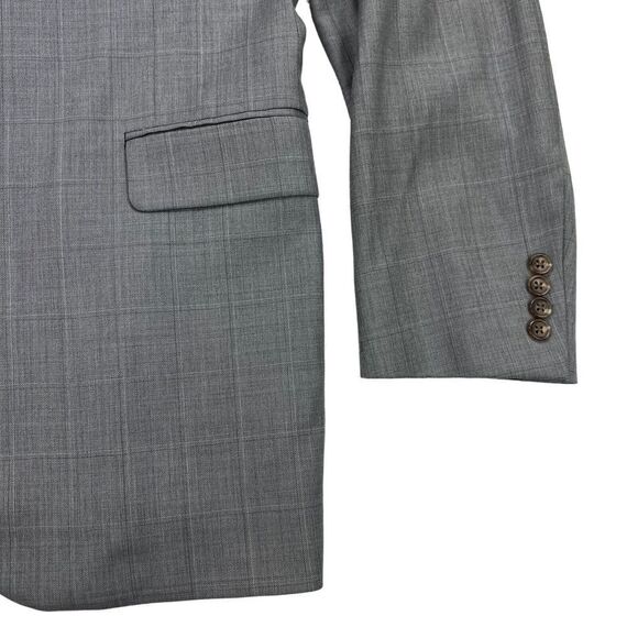 Burberry London Men's Sport Coat Gray Windowpane Blazer 42 Long Jacket READ - Picture 2 of 15